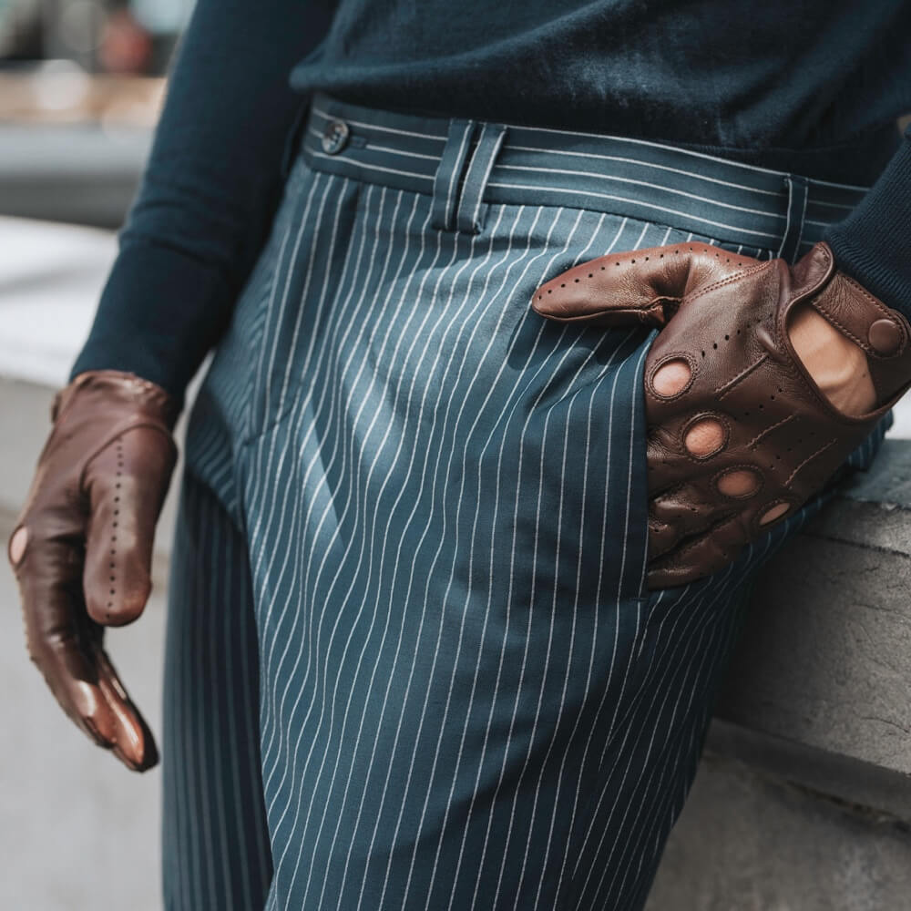 Mario (brown) - Italian lambskin leather driving gloves & touchscreen feature