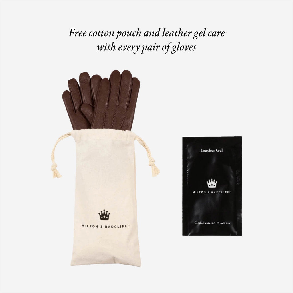 Noah (brown) – Luxurious deerskin leather gloves with warm wool lining