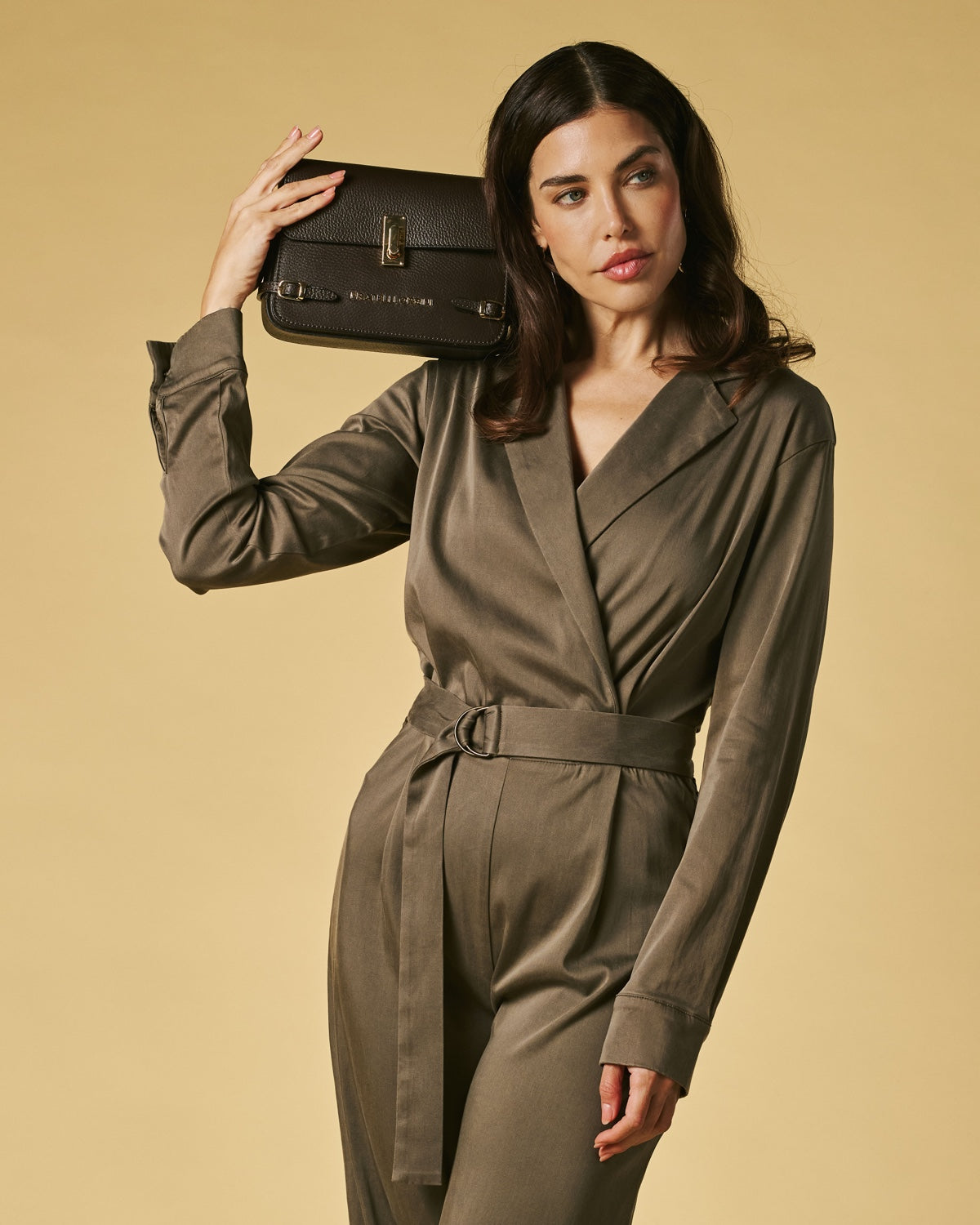 Mirella (dark brown) - Italian calf leather women's crossbody bag (with shoulder strap)