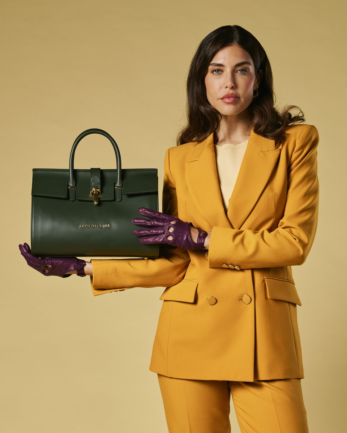Oriana (green) - Italian calf leather women's handbag (with shoulder strap)