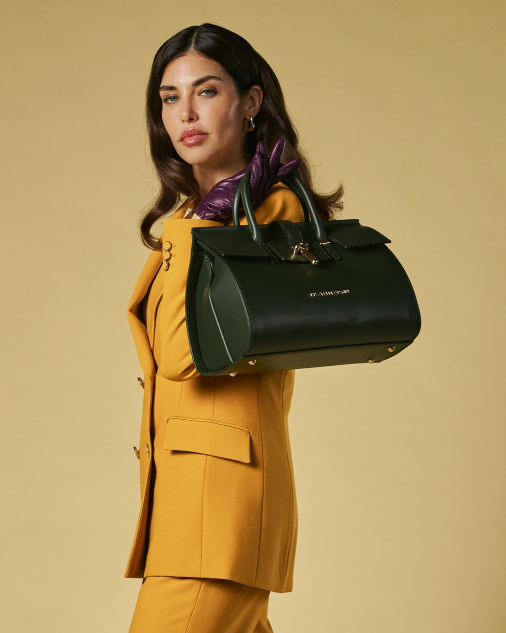 Oriana (green) - Italian calf leather women's handbag (with shoulder strap)