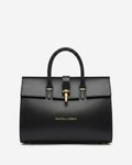 Oriana (black) - Italian calf leather women's handbag (with shoulder strap)