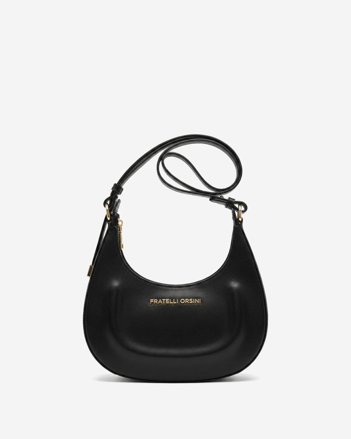 Ornella (black) - Italian calf leather women's crossbody bag (with shoulder strap)