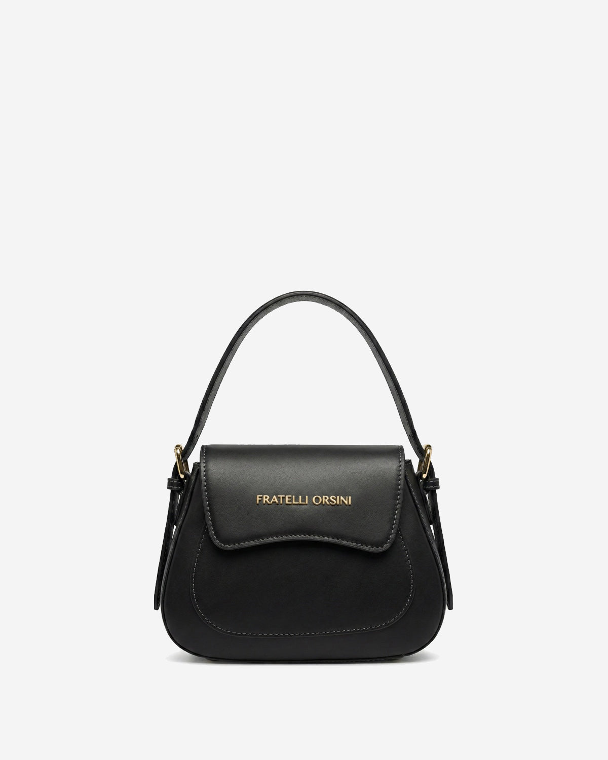 Ottavia (black) - Italian calf leather women's crossbody bag (with shoulder strap)