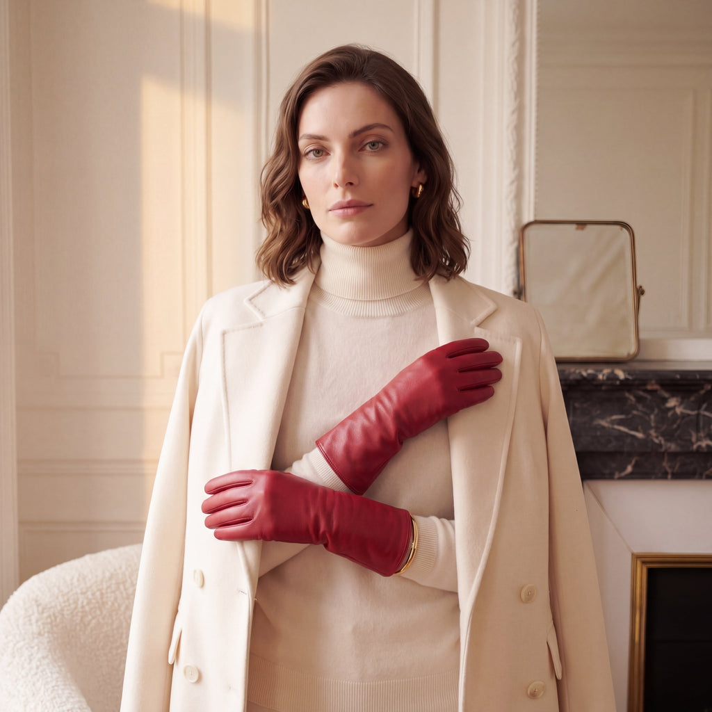 P2666 (red) - Women’s unlined Italian lambskin leather dress gloves