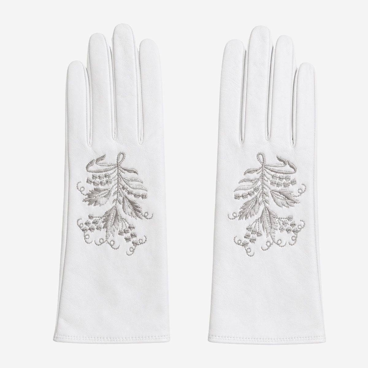 PZ01G (white) – Unlined Italian lambskin embroidered dress gloves
