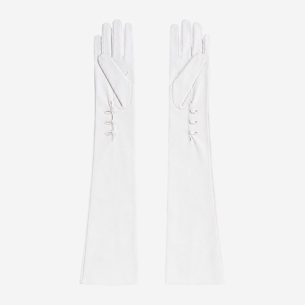 PZ01W14G (white) - Unlined Italian lambskin 16-button opera gloves with embroidery