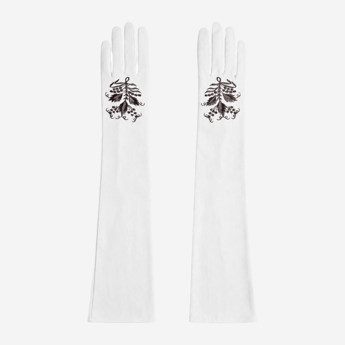 PZ01W14G (white) - Unlined Italian lambskin 16-button opera gloves with embroidery