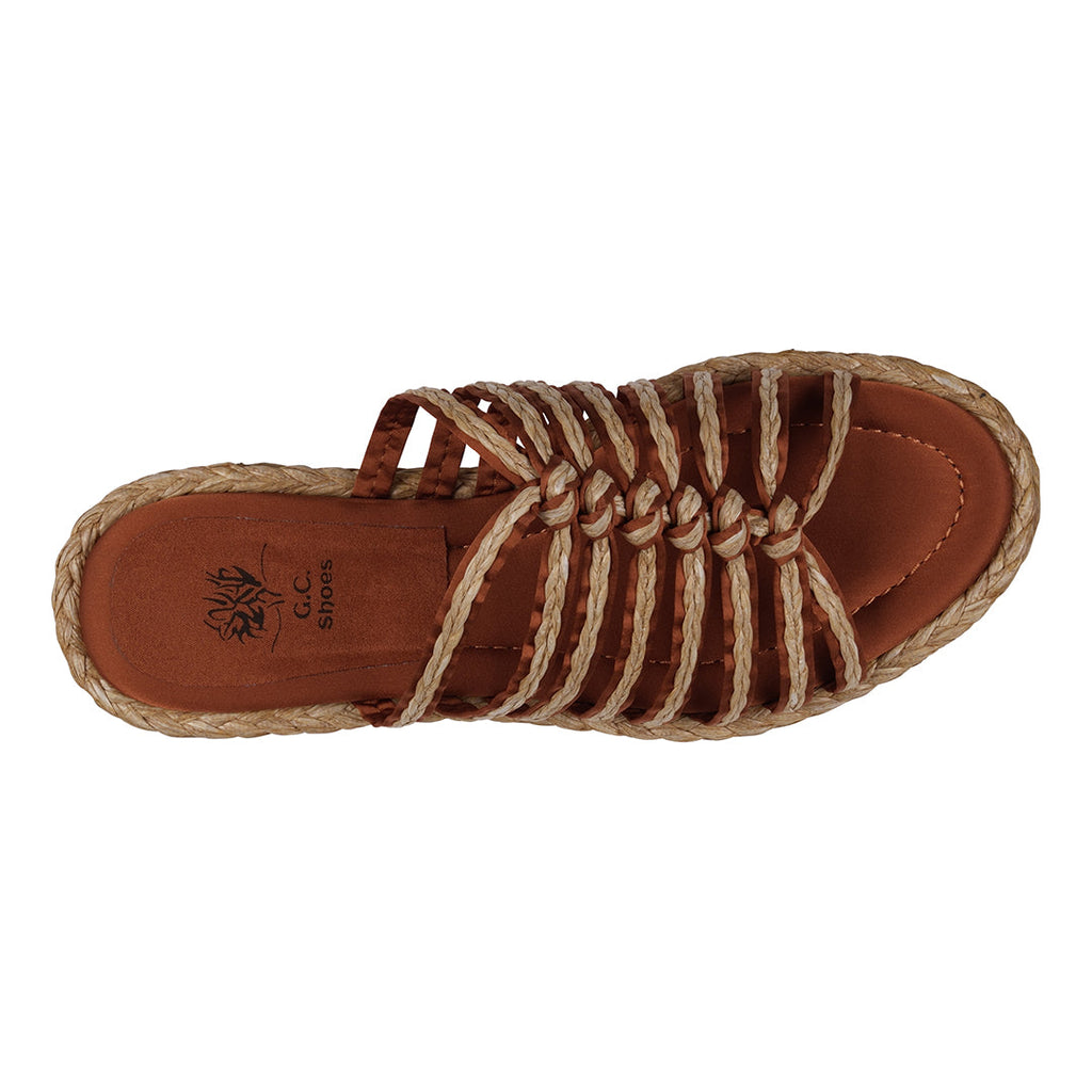 Women's Phoenix Cognac Espadrille Strappy Flat Sandals