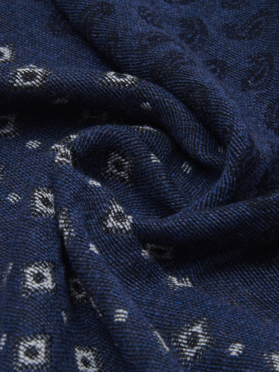 Federico (grey/blue) - Warm and soft Italian scarf from wool blend
