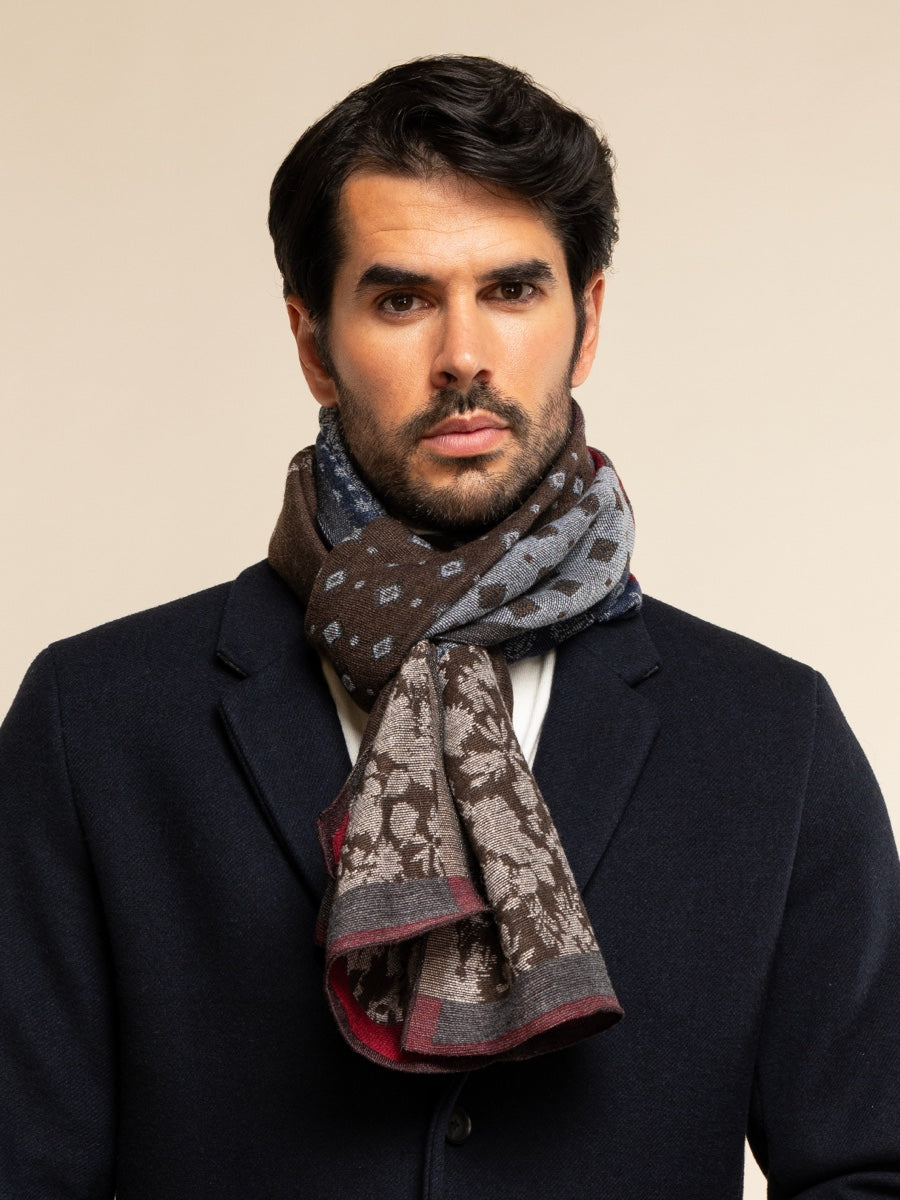 Federico (red/blue) - Warm and soft Italian scarf from wool blend