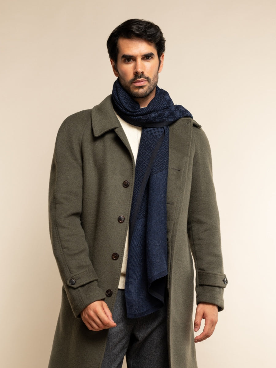 Bruno (blue) - Warm and soft Italian scarf from wool blend