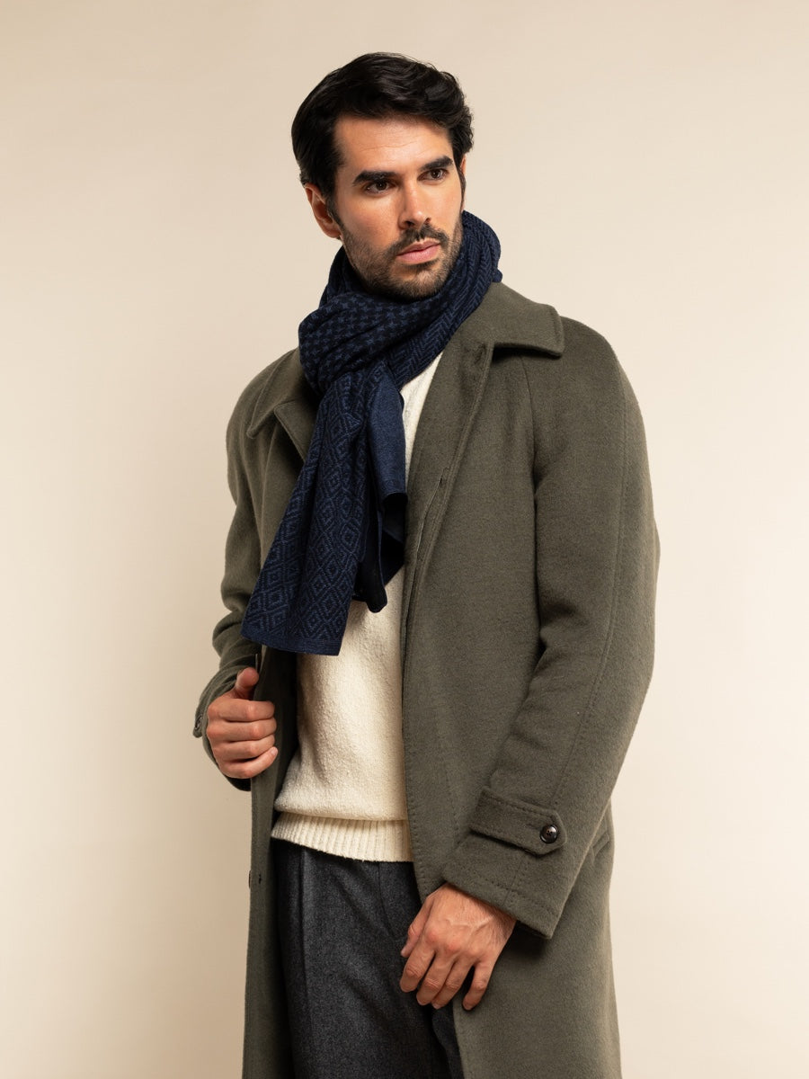 Bruno (blue) - Warm and soft Italian scarf from wool blend