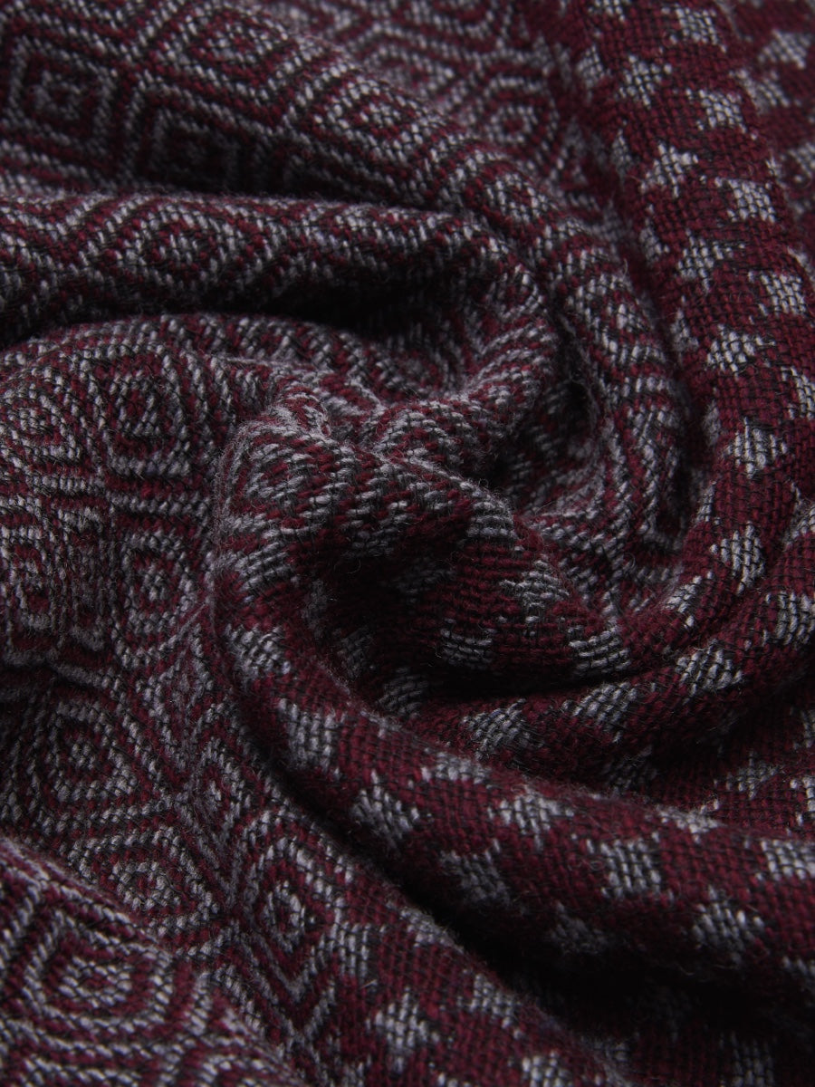 Bruno (grey/red) - Warm and soft Italian scarf from wool blend
