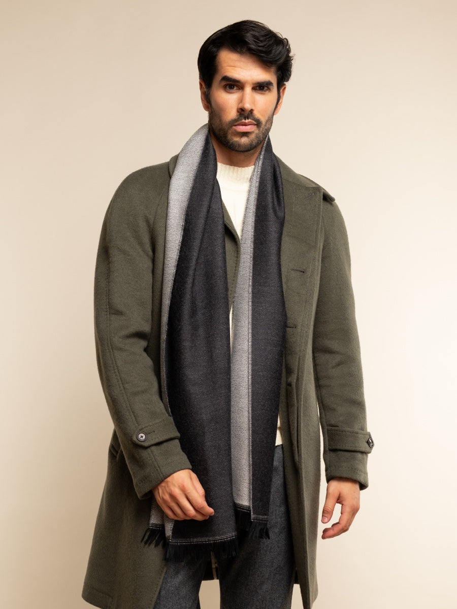 Romeo (blue/grey) - Italian warm and soft scarf made from 100% wool