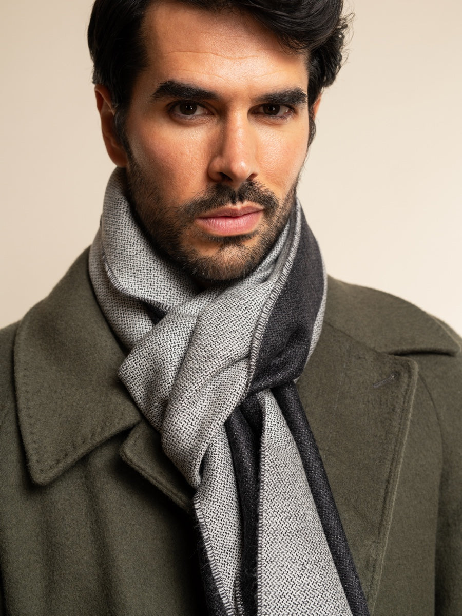 Romeo (blue/grey) - Italian warm and soft scarf made from 100% wool