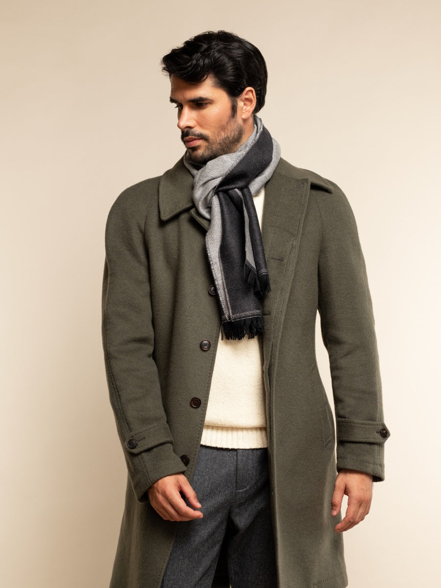 Romeo (blue/grey) - Italian warm and soft scarf made from 100% wool