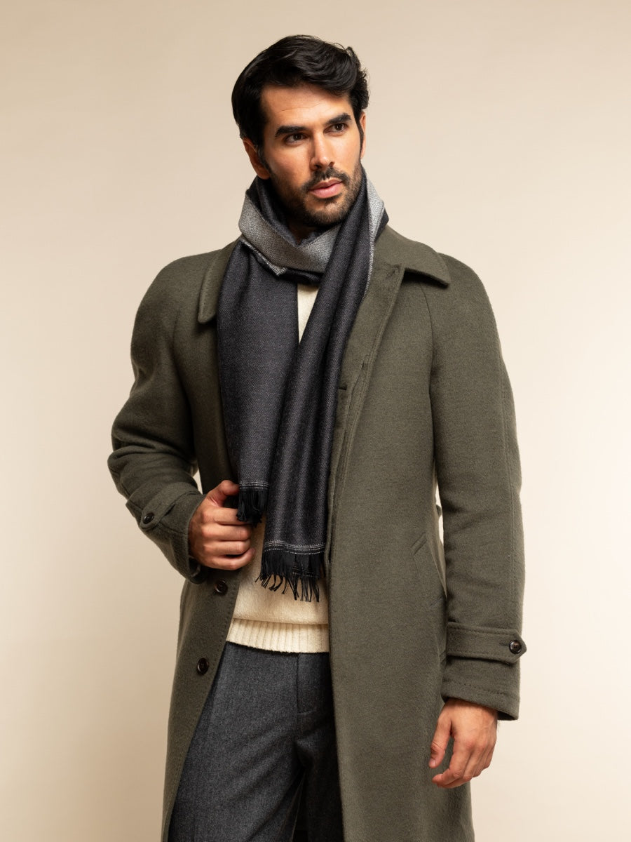 Romeo (blue/grey) - Italian warm and soft scarf made from 100% wool