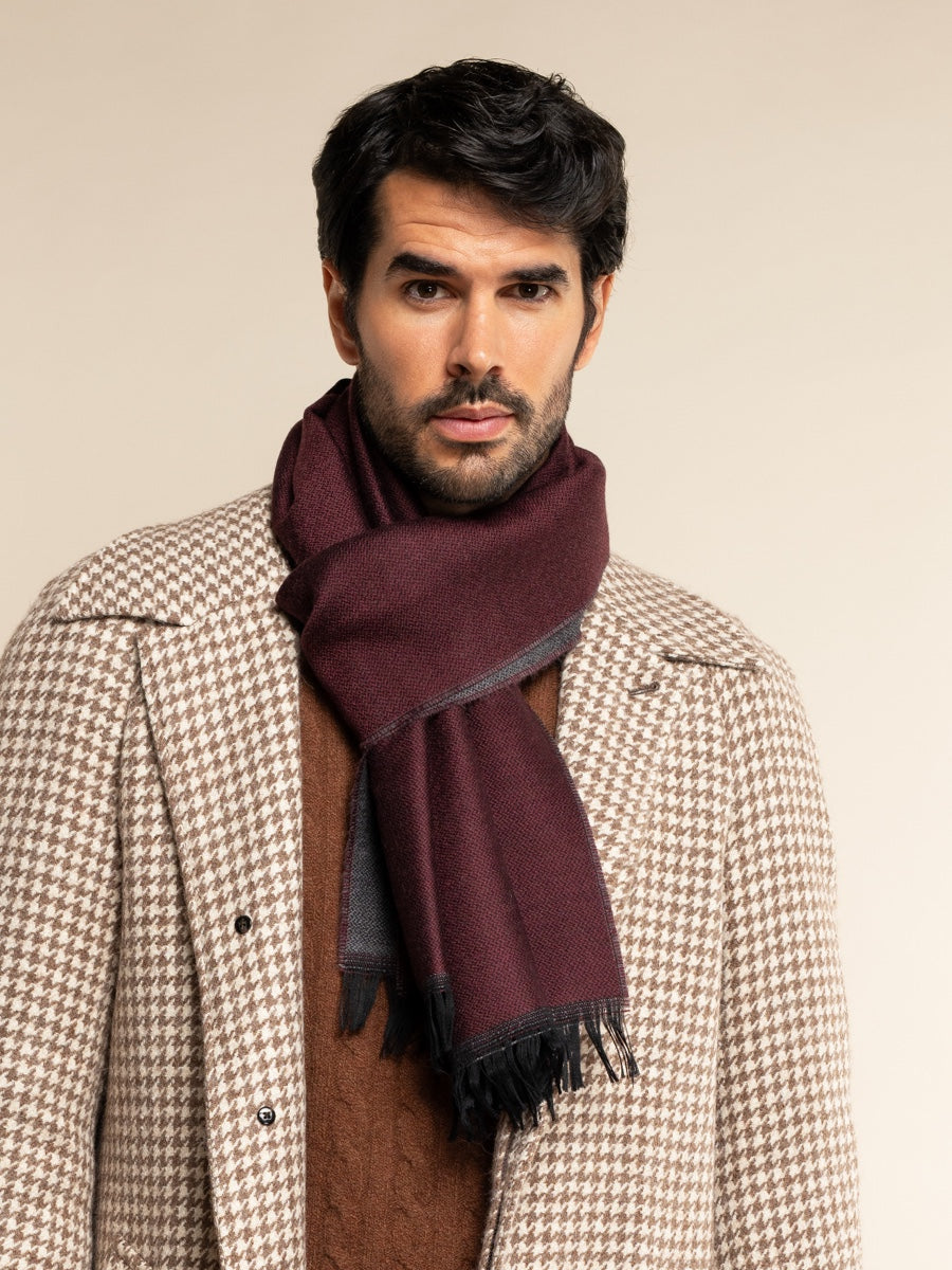 Romeo (red/grey) - Italian warm and soft scarf made from 100% wool