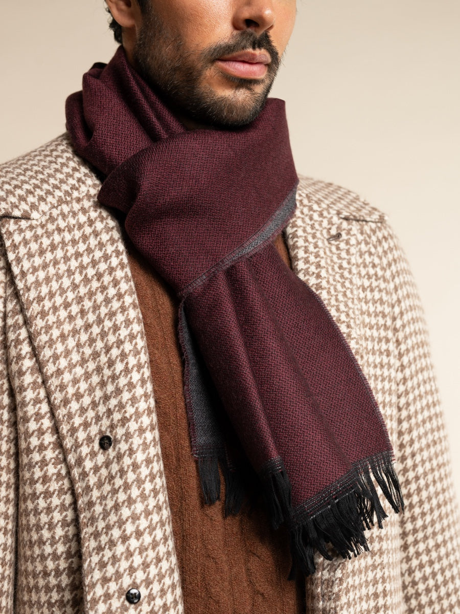 Romeo (red/grey) - Italian warm and soft scarf made from 100% wool