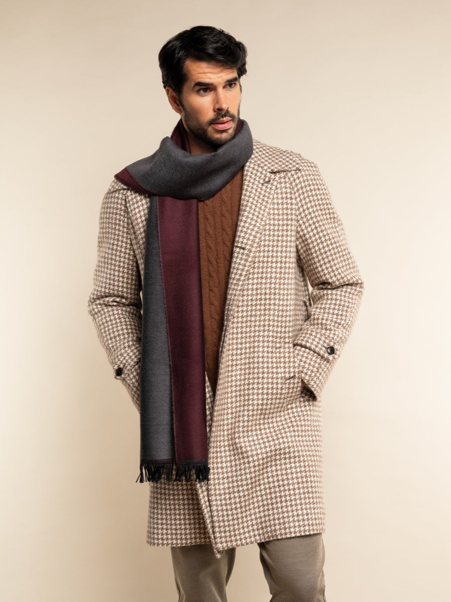Romeo (red/grey) - Italian warm and soft scarf made from 100% wool