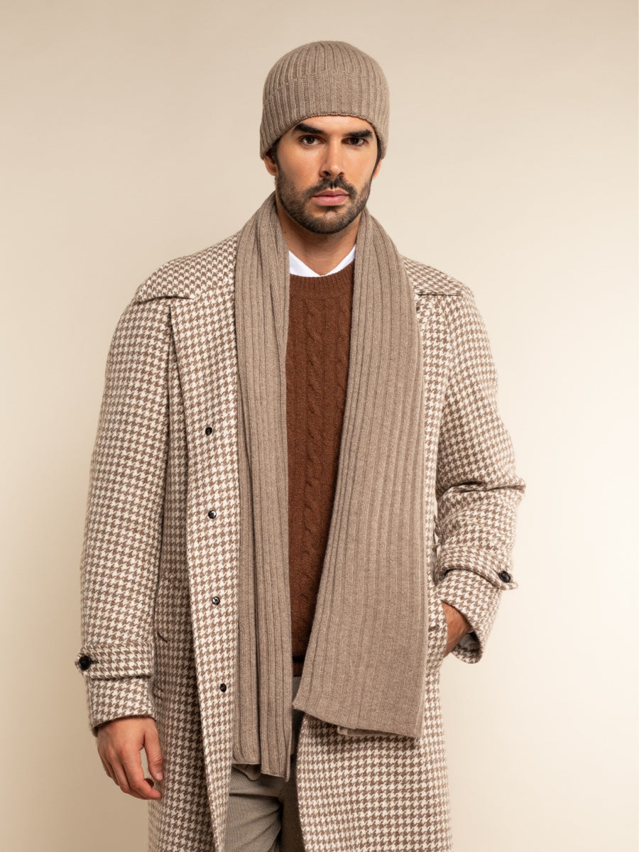 Napoli (brown) - Italian 100% cashmere ribbed scarf (unisex)