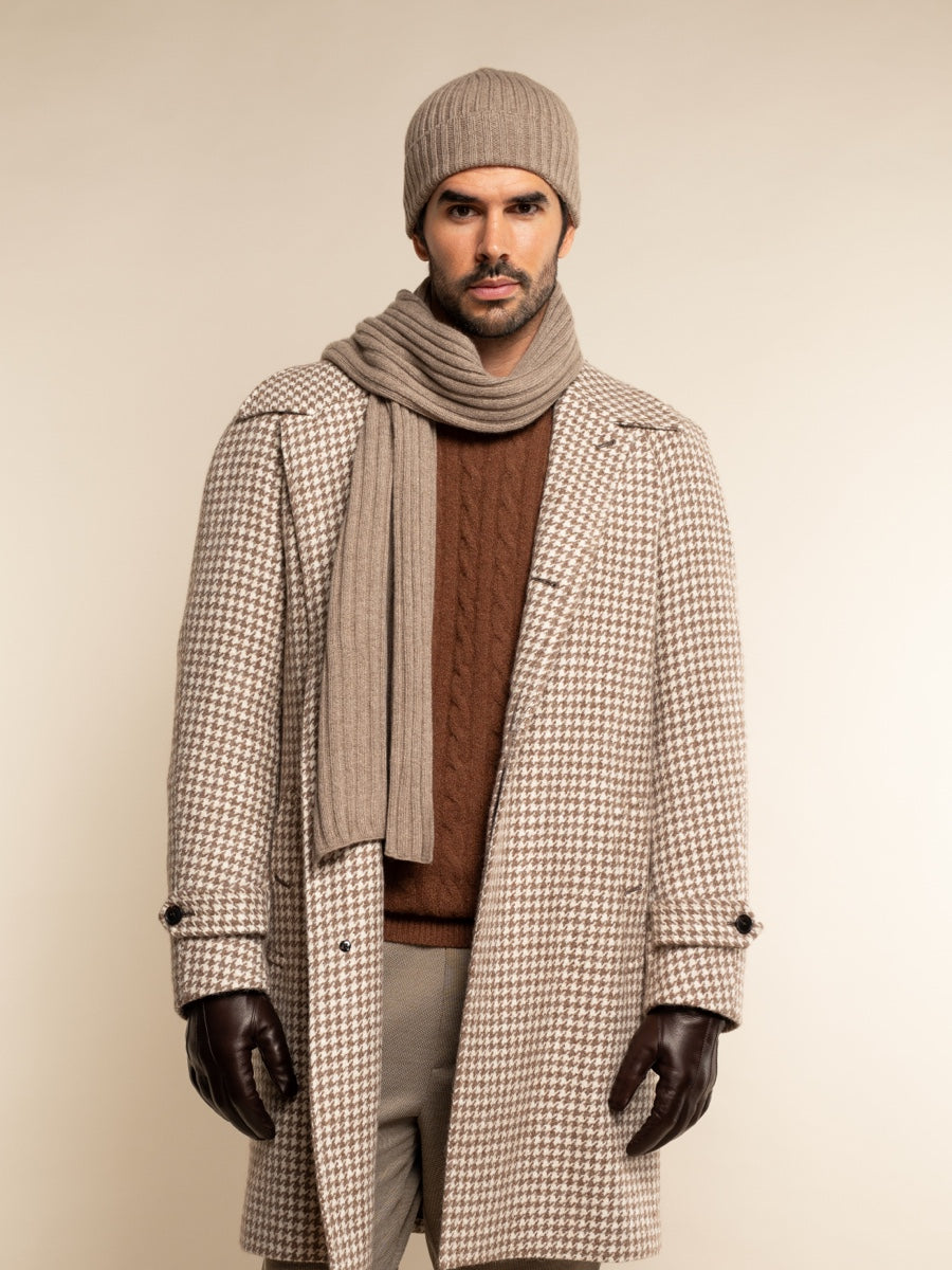 Napoli (brown) - Italian 100% cashmere ribbed scarf (unisex)