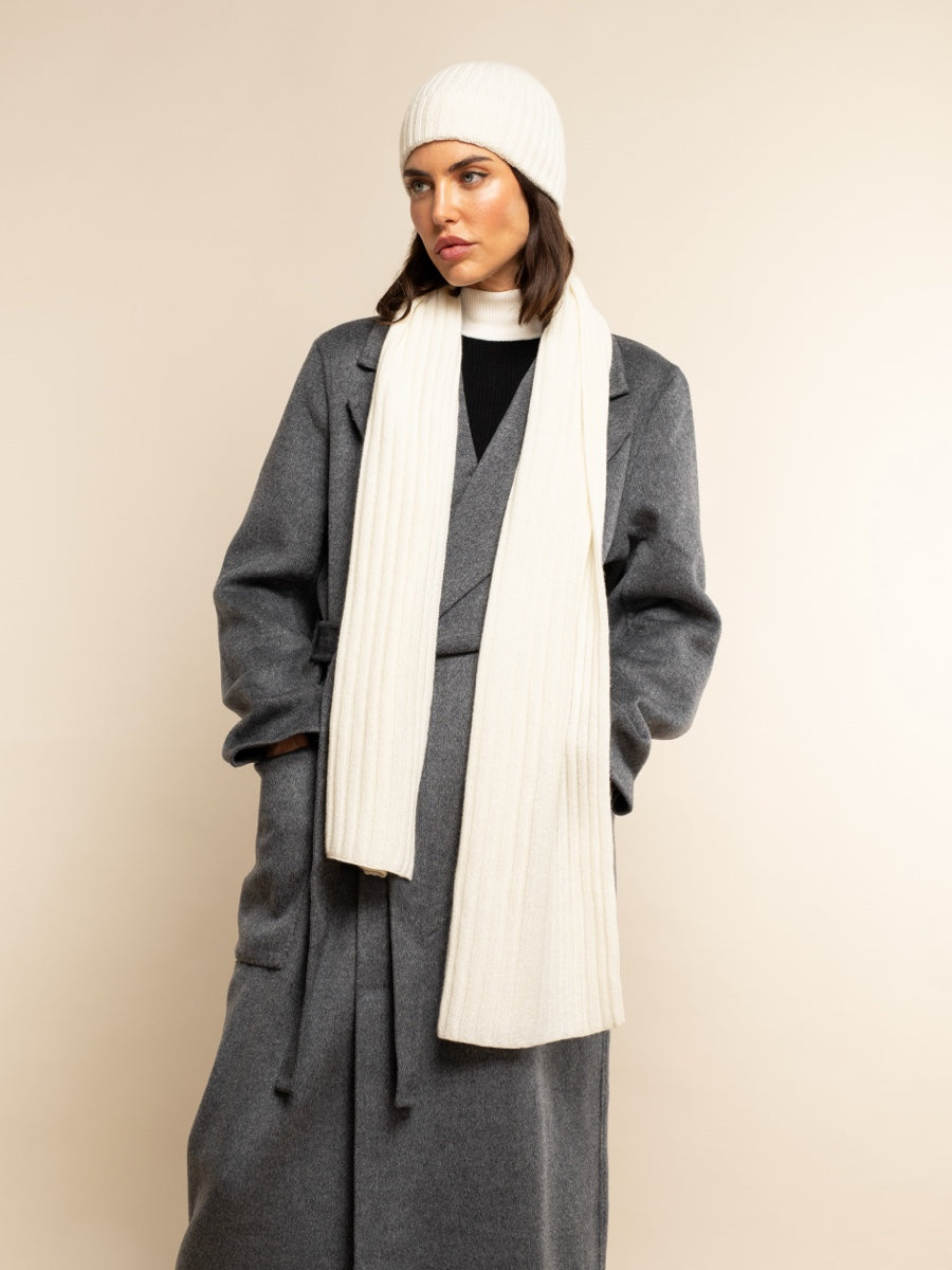 Napoli (cream) - Italian 100% cashmere ribbed scarf (unisex)