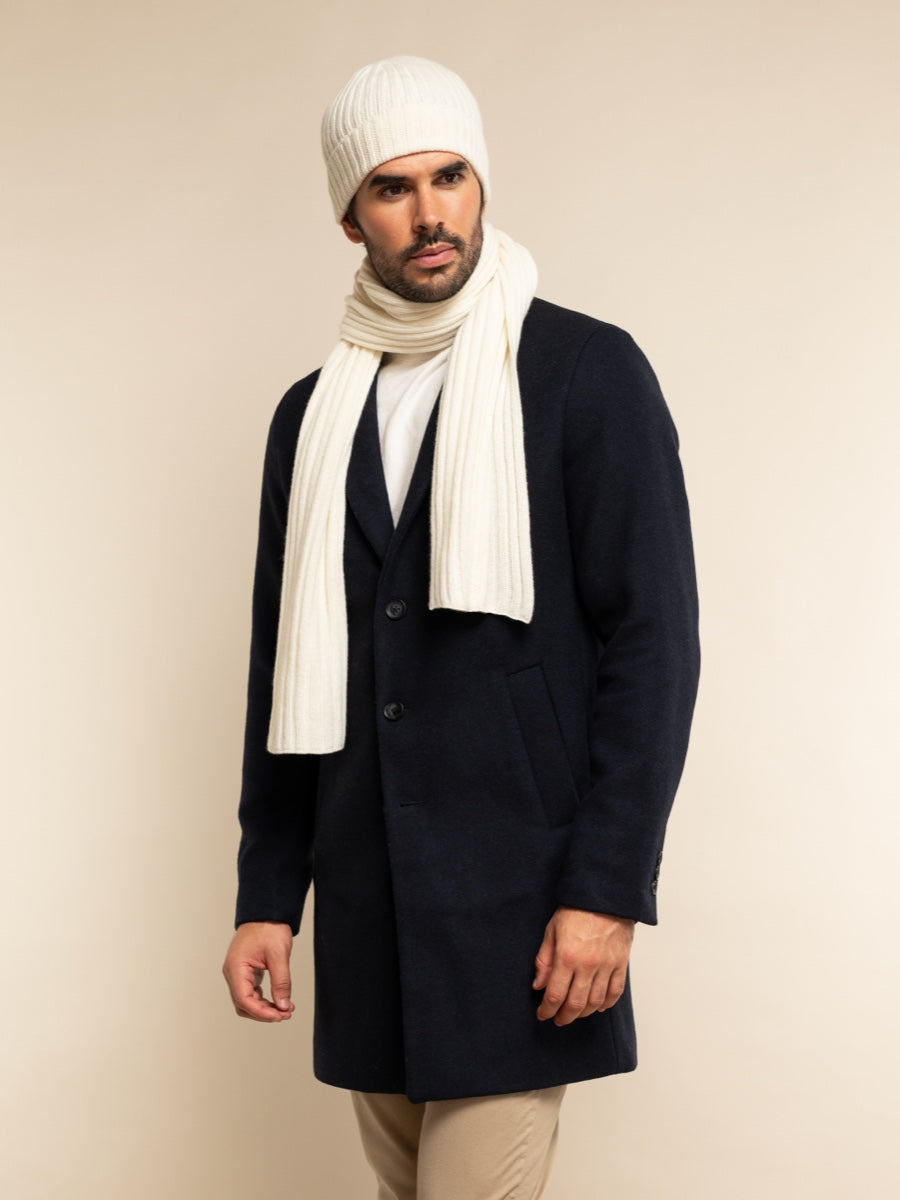 Napoli (cream) - Italian 100% cashmere ribbed scarf (unisex)