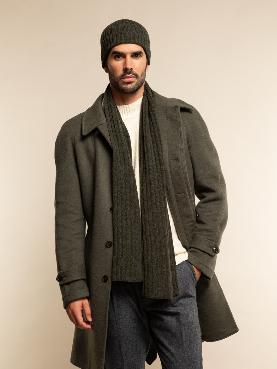 Napoli (dark green) - Italian 100% cashmere ribbed scarf (unisex)