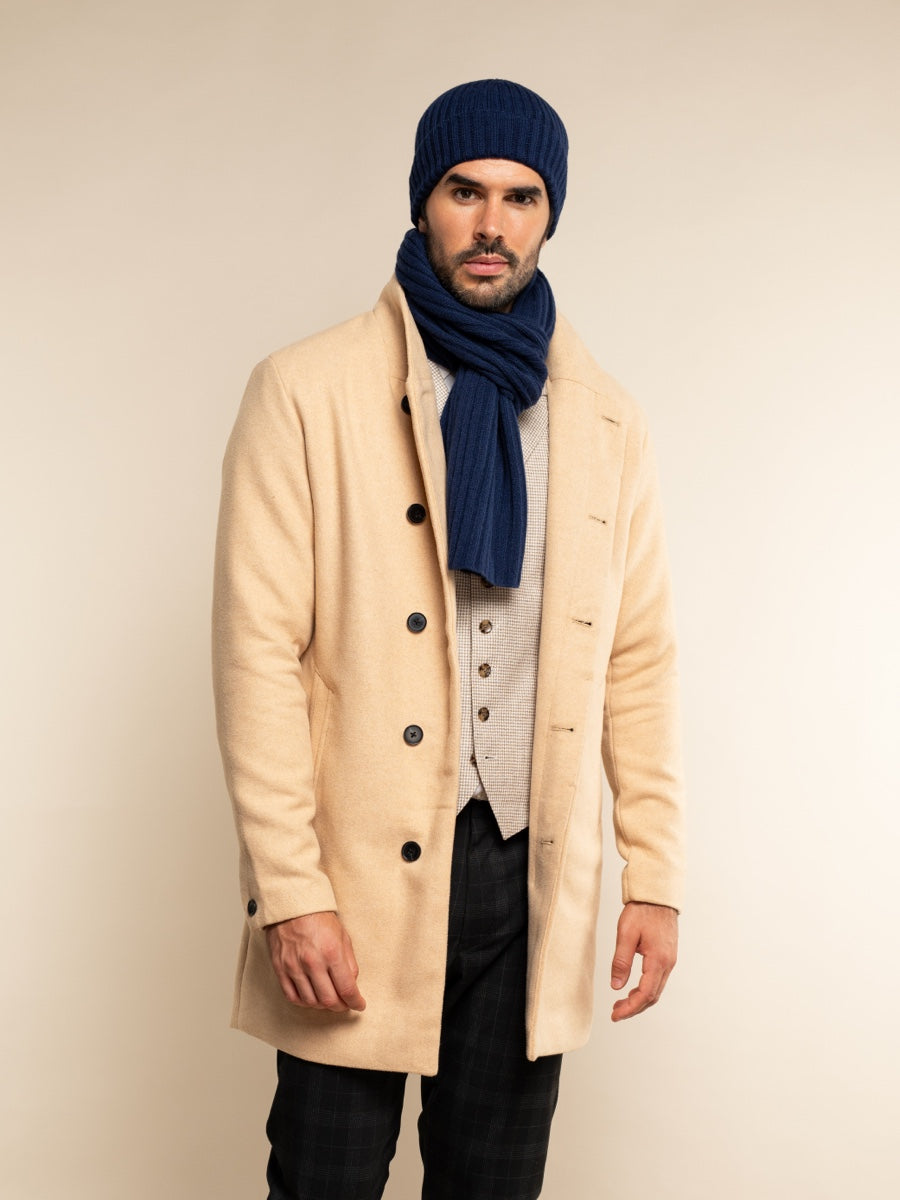 Napoli (navy blue) - Italian 100% cashmere ribbed scarf (unisex)