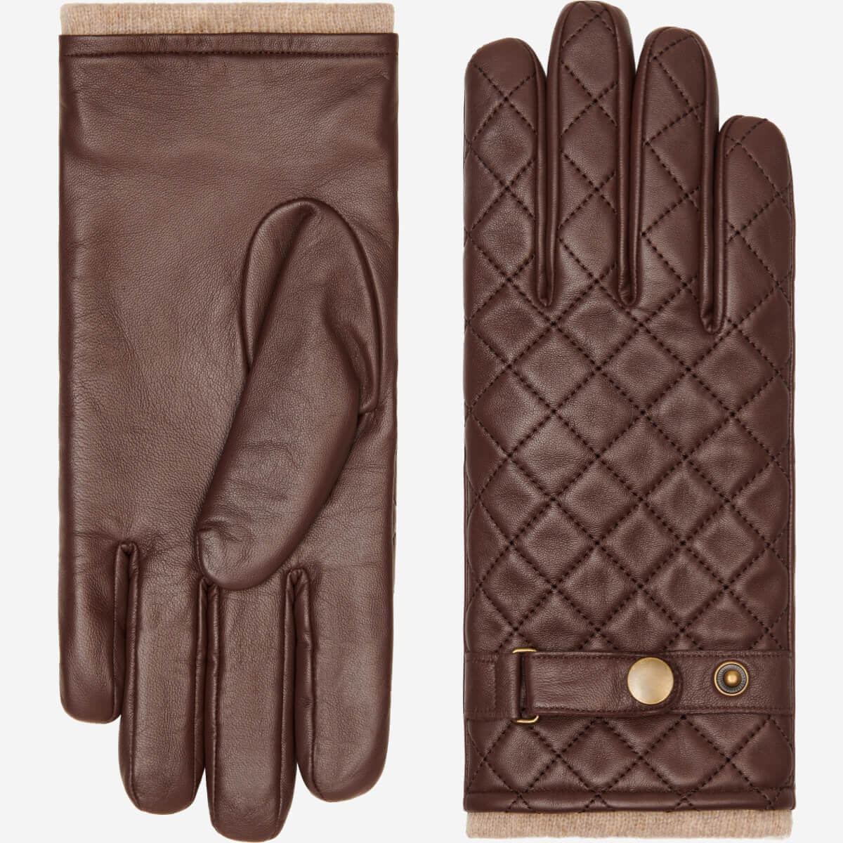 Sebastian (brown) – Sheepskin leather gloves with snap closure & touchscreen feature