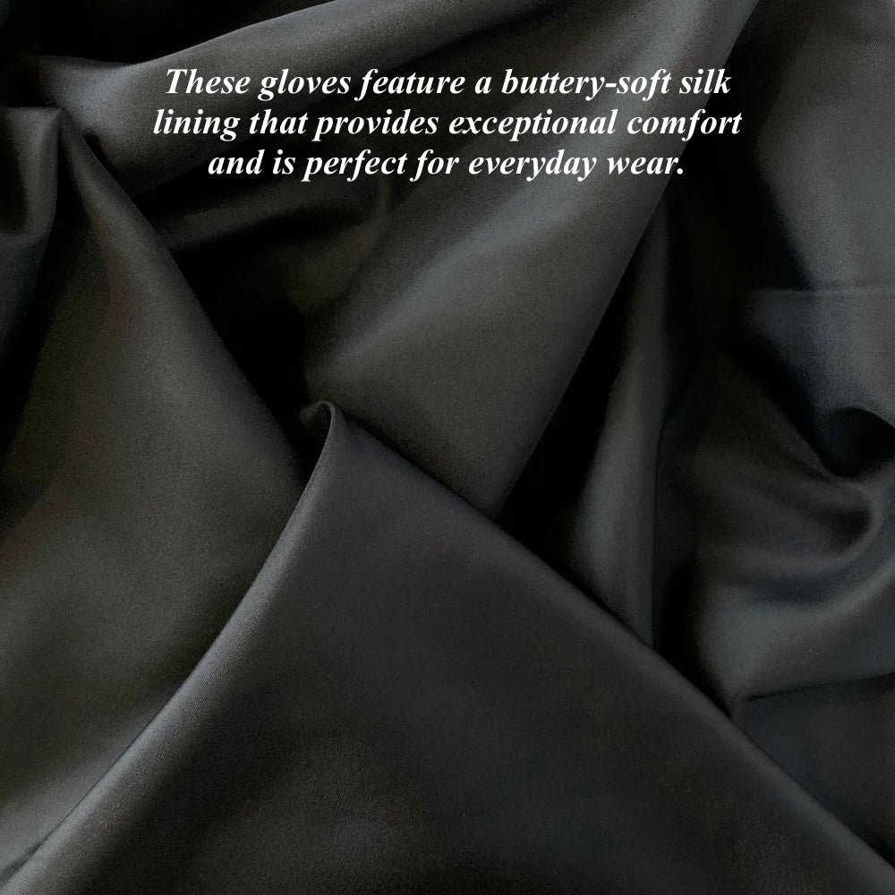 Elena (black) - Italian silk lined 16-button length leather opera gloves