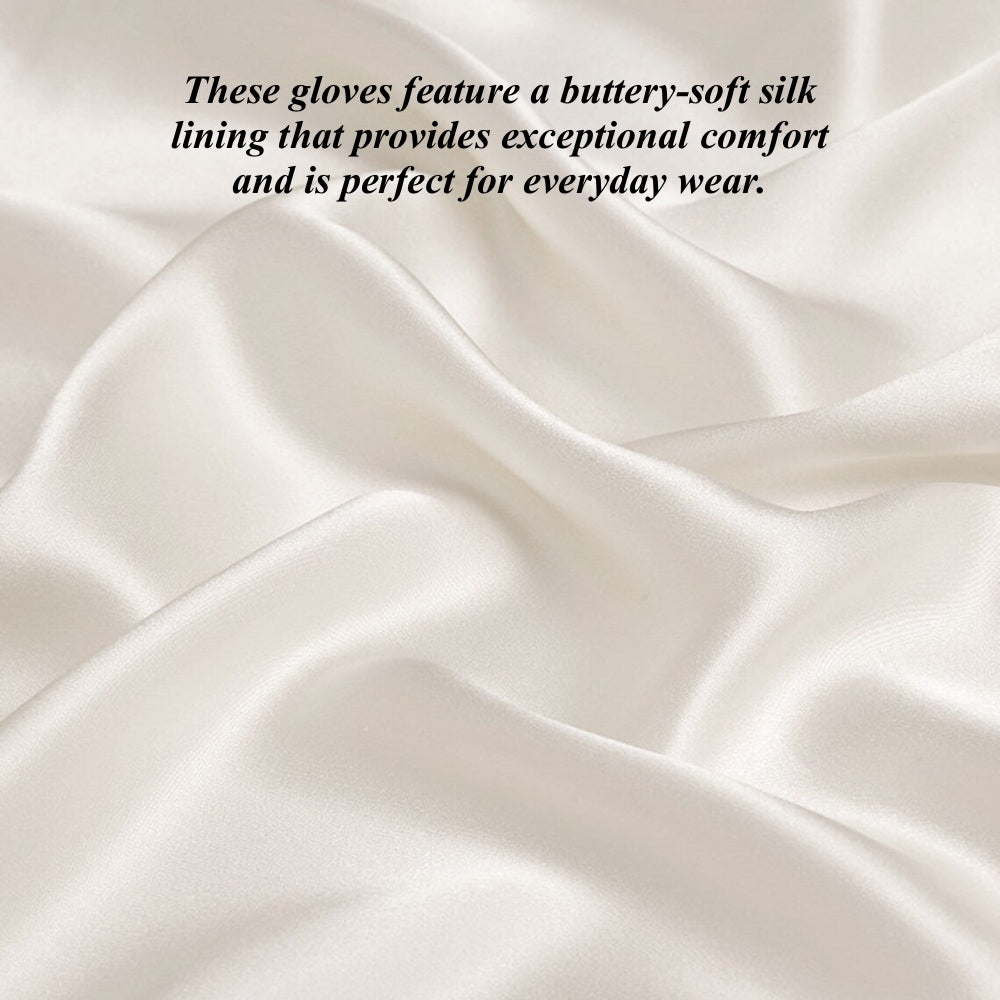 CS4820W8 (white) - Women’s Italian silk lined elbow length lambskin leather gloves with buttons