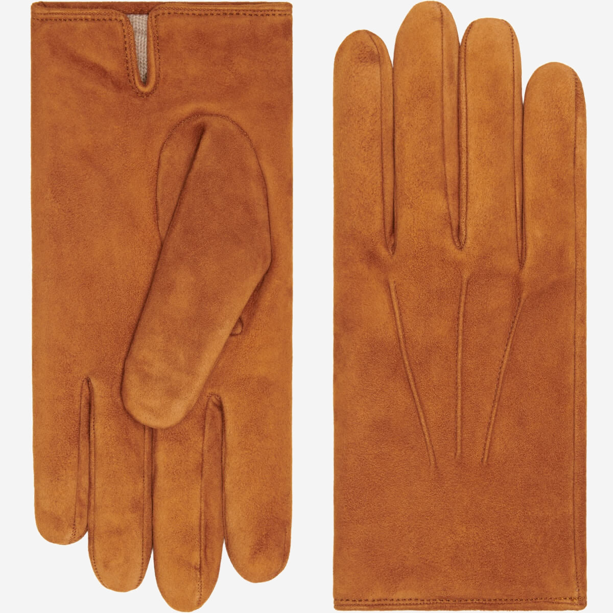 Silvia (cognac) - Italian suede leather gloves with luxurious cashmere lining