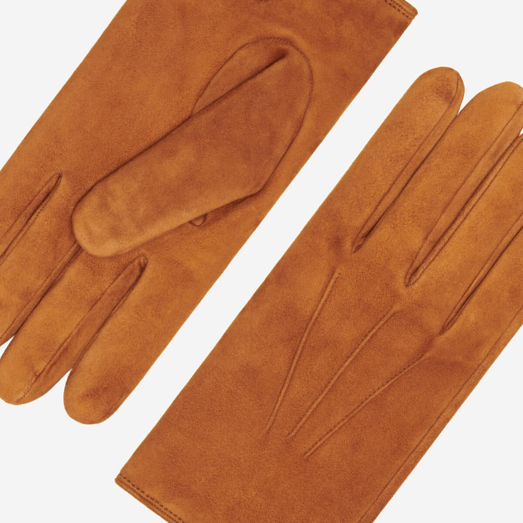Silvia (cognac) - Italian suede leather gloves with luxurious cashmere lining