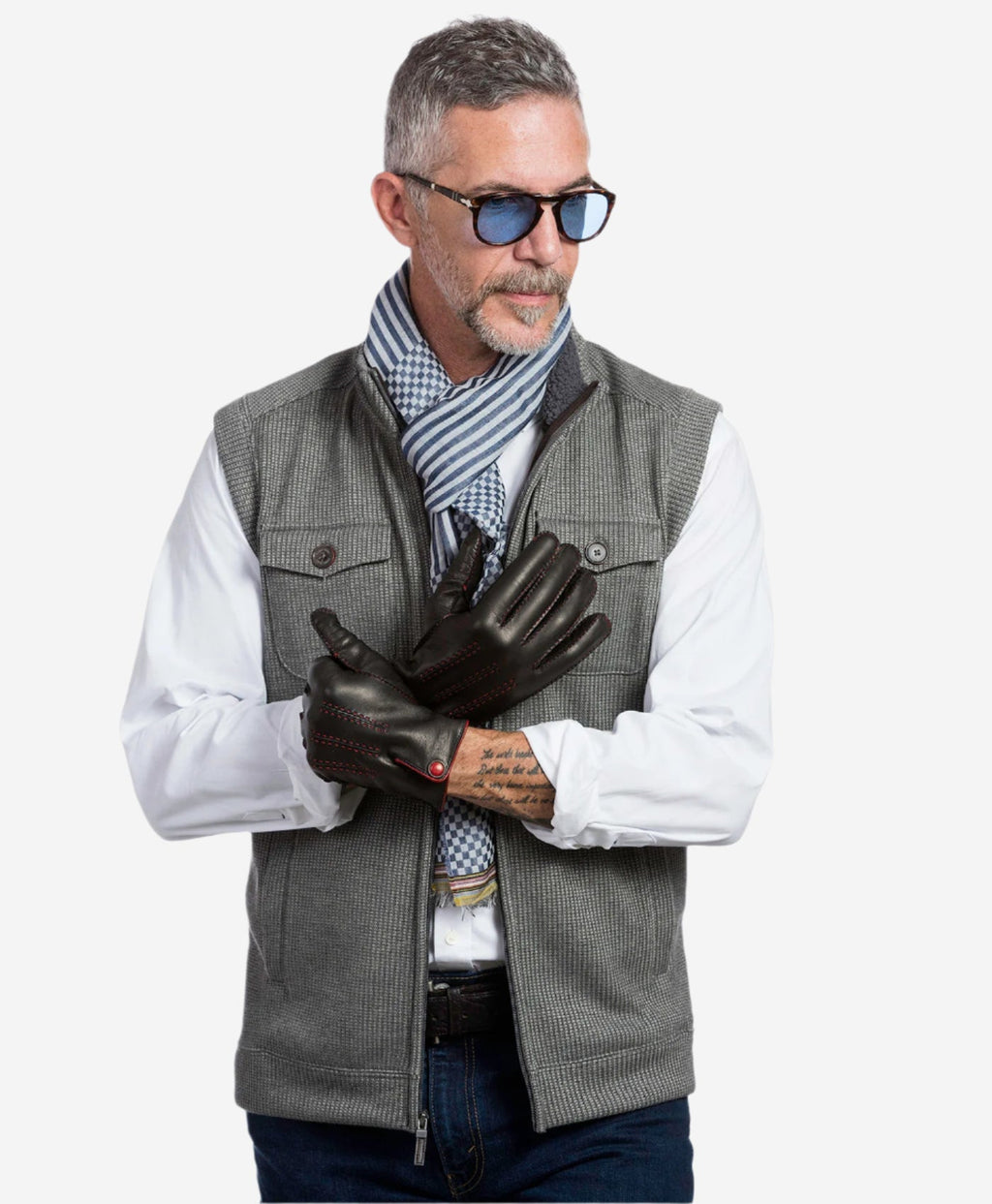CA3152 (black) - Men's Italian cashmere lined handsewn dress gloves