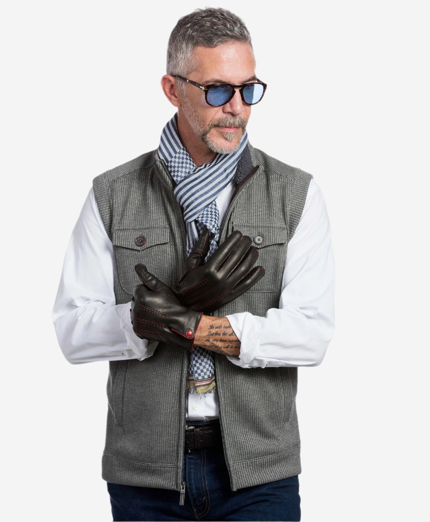 CA3152 (black) - Men's Italian cashmere lined handsewn dress gloves