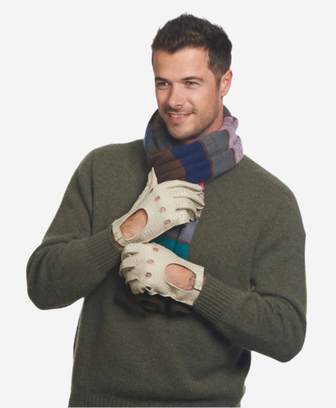 CA3335 (alabaster) - Handsewn Italian peccary men's driving gloves