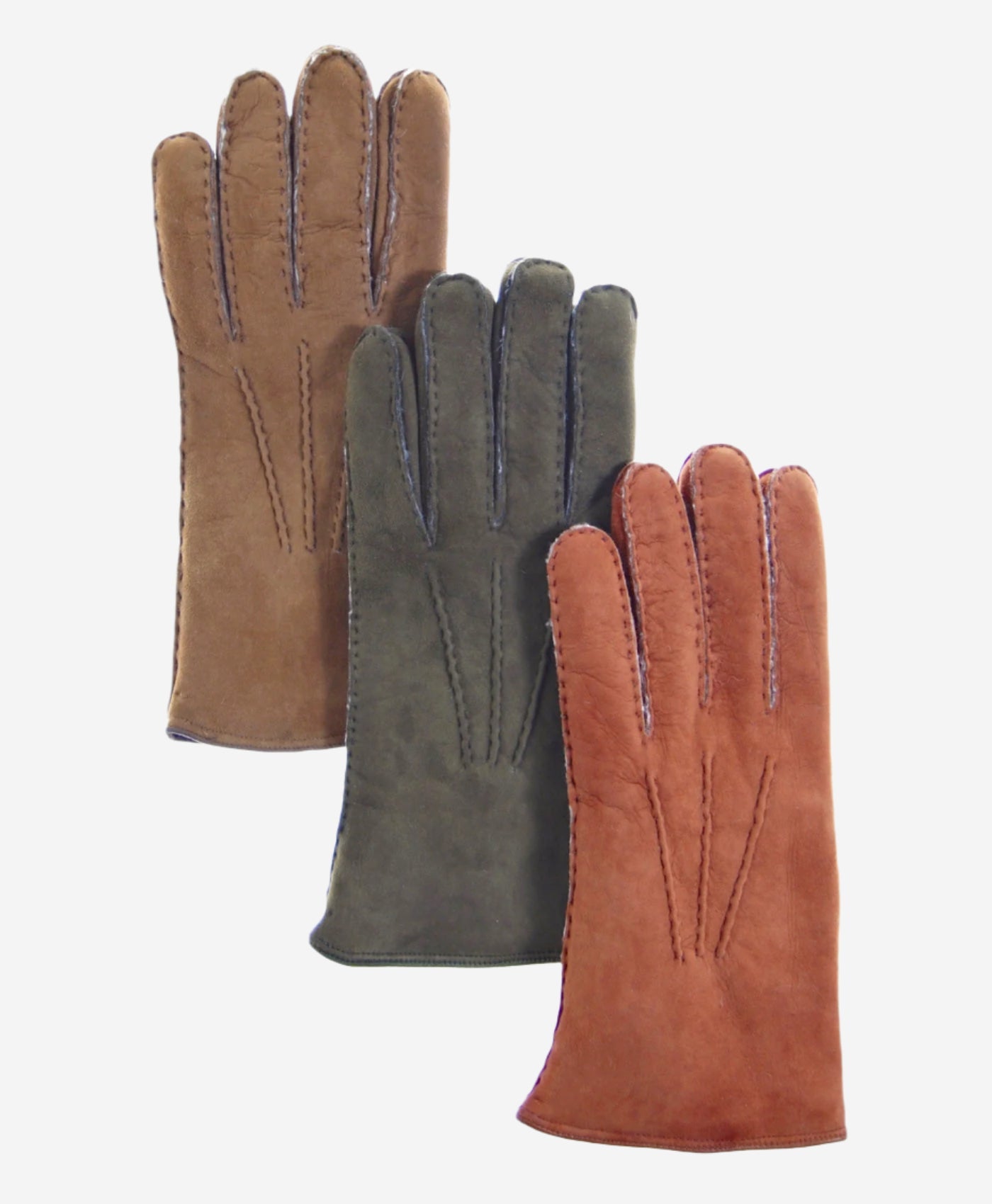 CA3466 (saddle) - Men's Italian handsewn sueded lamb shearling gloves