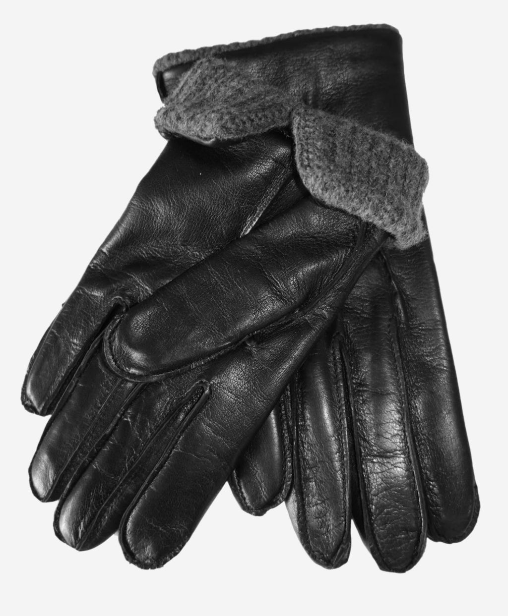 CA3915 (black) - Men’s Italian cashmere-lined leather gloves with ribbed inner cashmere cuff