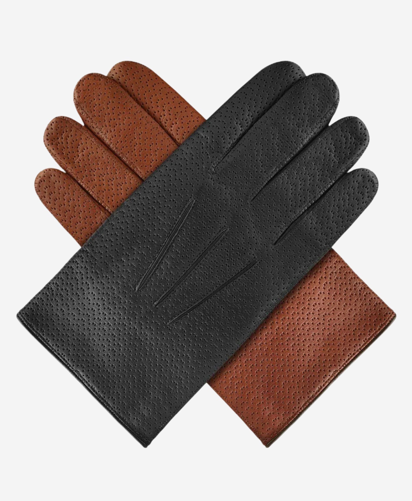 CA3976 (cognac) -Men's Italian cashmere lined leather gloves with unique contrast points