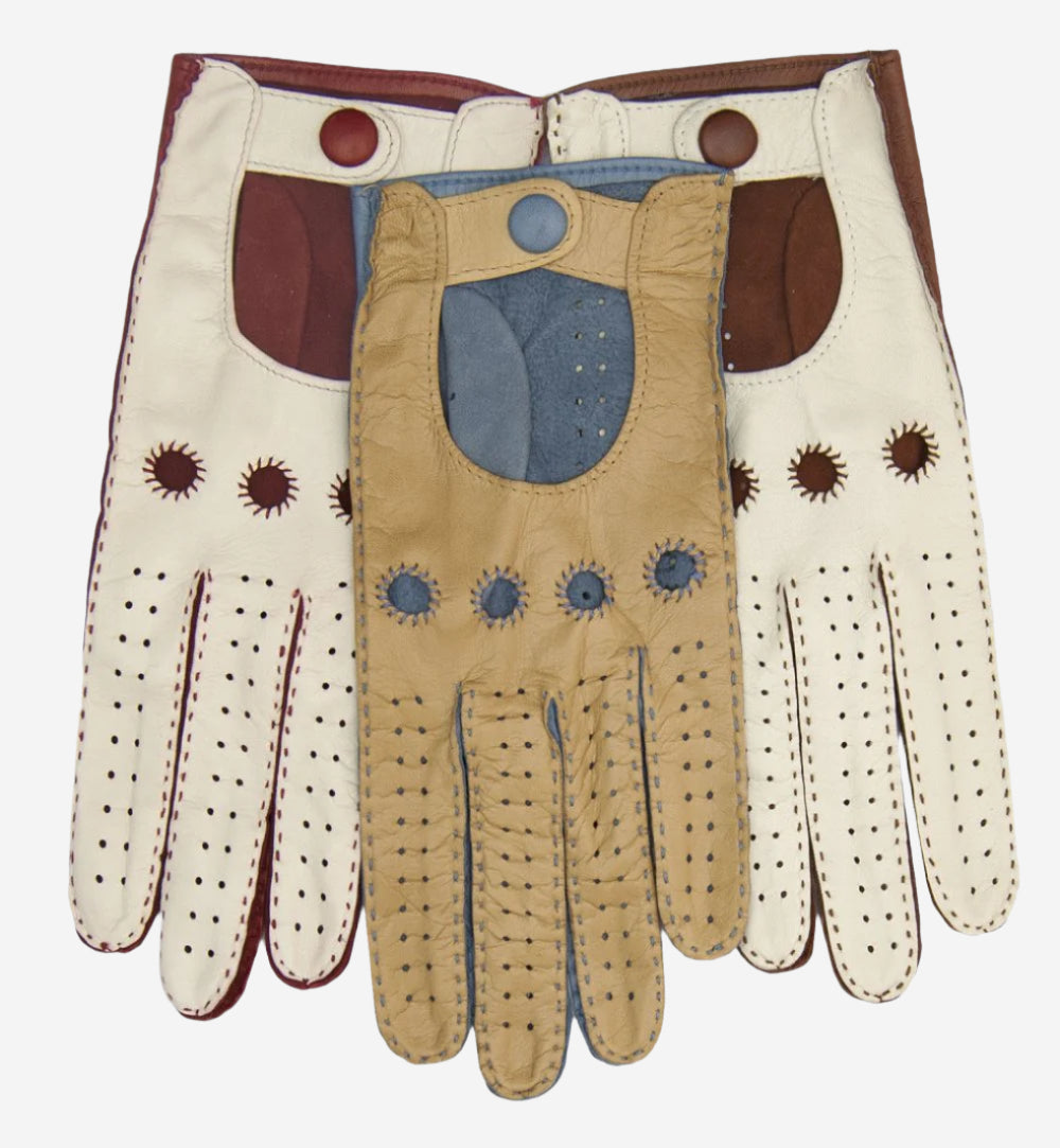 CA4123 (camel/sky) – Women’s two-tone Italian leather driving gloves