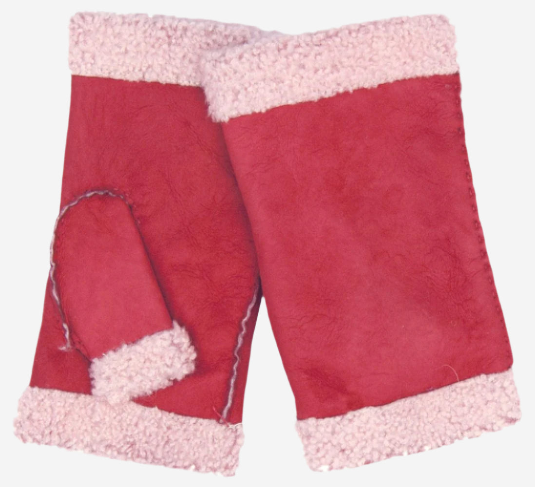 CA4163 (cranberry) – Women’s Italian lamb shearling fingerless gloves