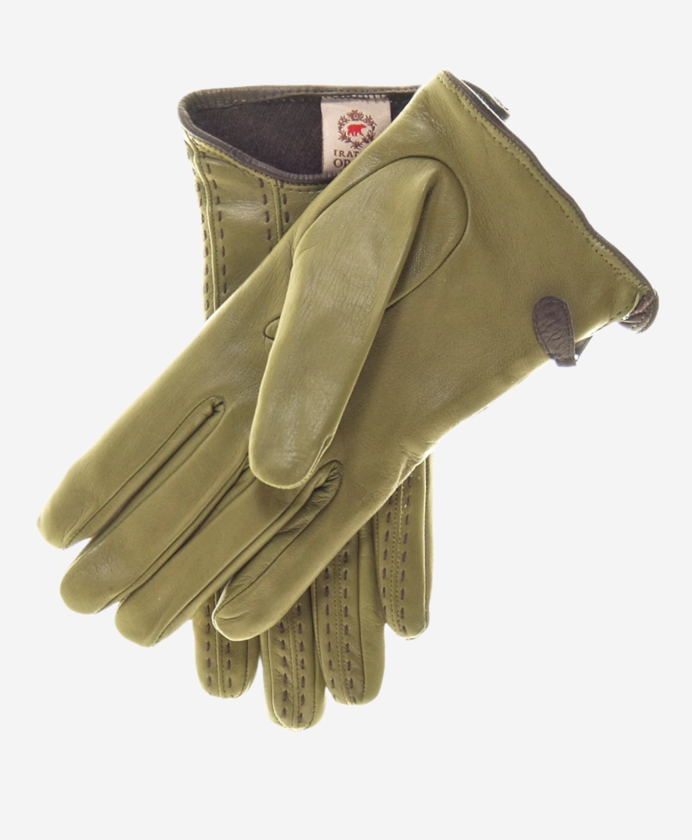 A4348 (olive) – Women’s Italian leather gloves with cashmere lining and side zipper