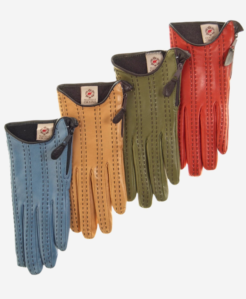 A4348 (olive) – Women’s Italian leather gloves with cashmere lining and side zipper