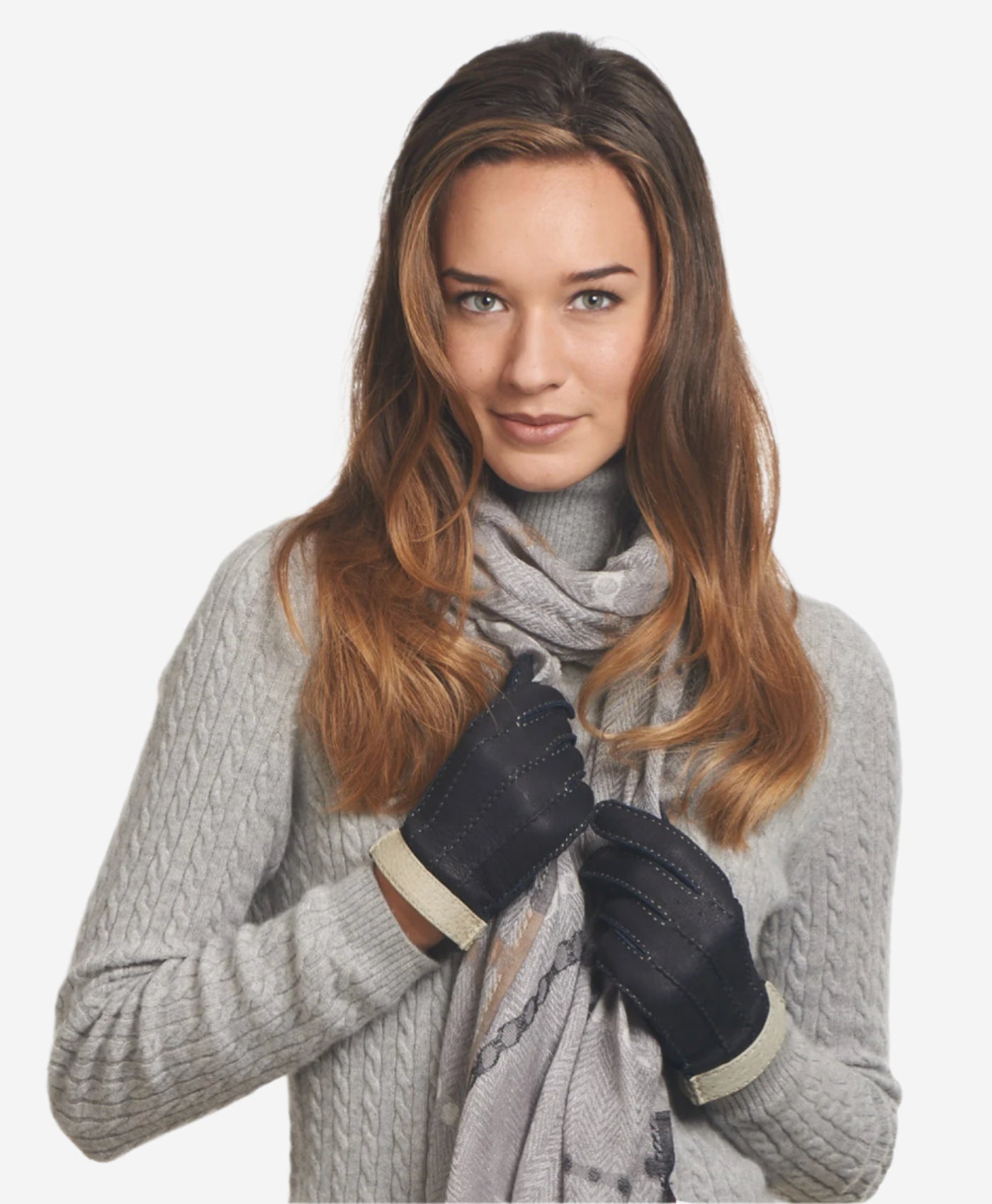CA4384 (navy) - Women’s Italian peccary gloves with cashmere lining