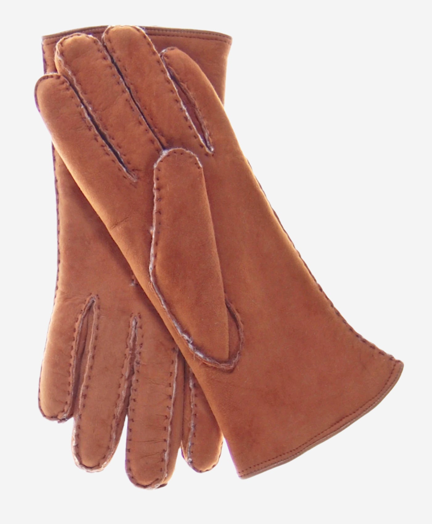 CA4465 (saddle) - Women’s handsewn Italian sueded lamb shearling gloves