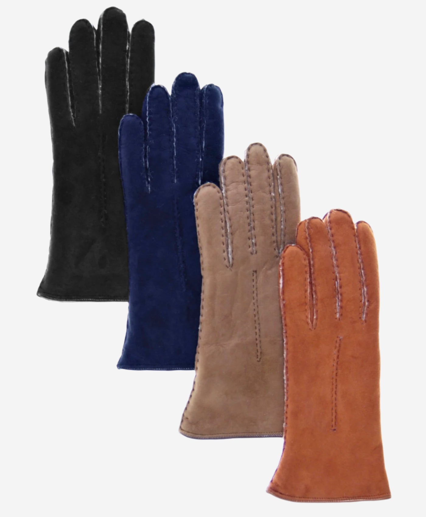 CA4465 (navy) - Women’s handsewn Italian sueded lamb shearling gloves