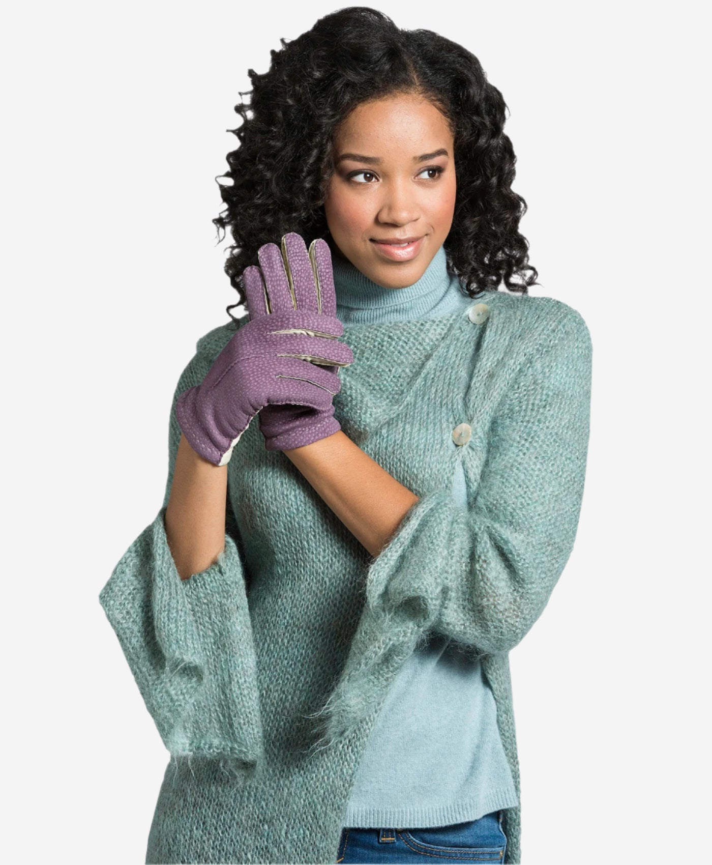 CA4538 (lilac) - Handsewn Italian carpincho women's dress gloves with cashmere lining